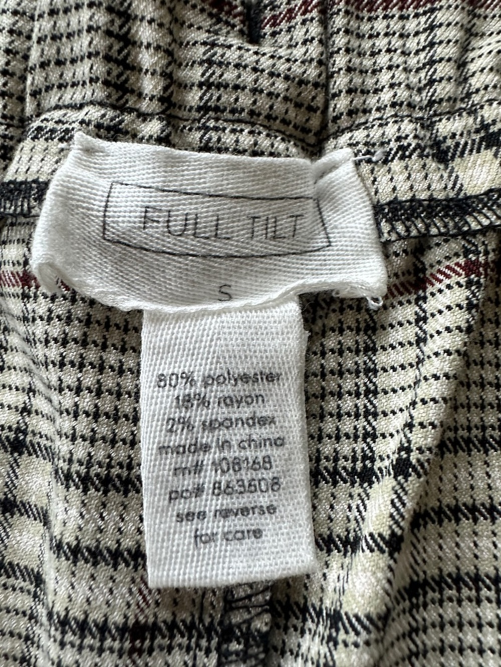 Full Tilt Plaid High-Waist Ankle Pants in Cream Black Size Small Office Classic - Picture 6 of 8